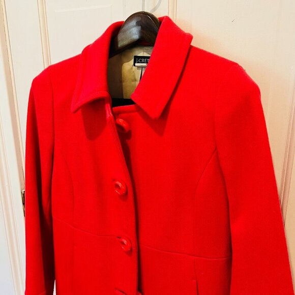 J. Crew Classic Lady Day Coat Red Pink Italian Double Cloth Wool Blend US 8 - Picture 2 of 16